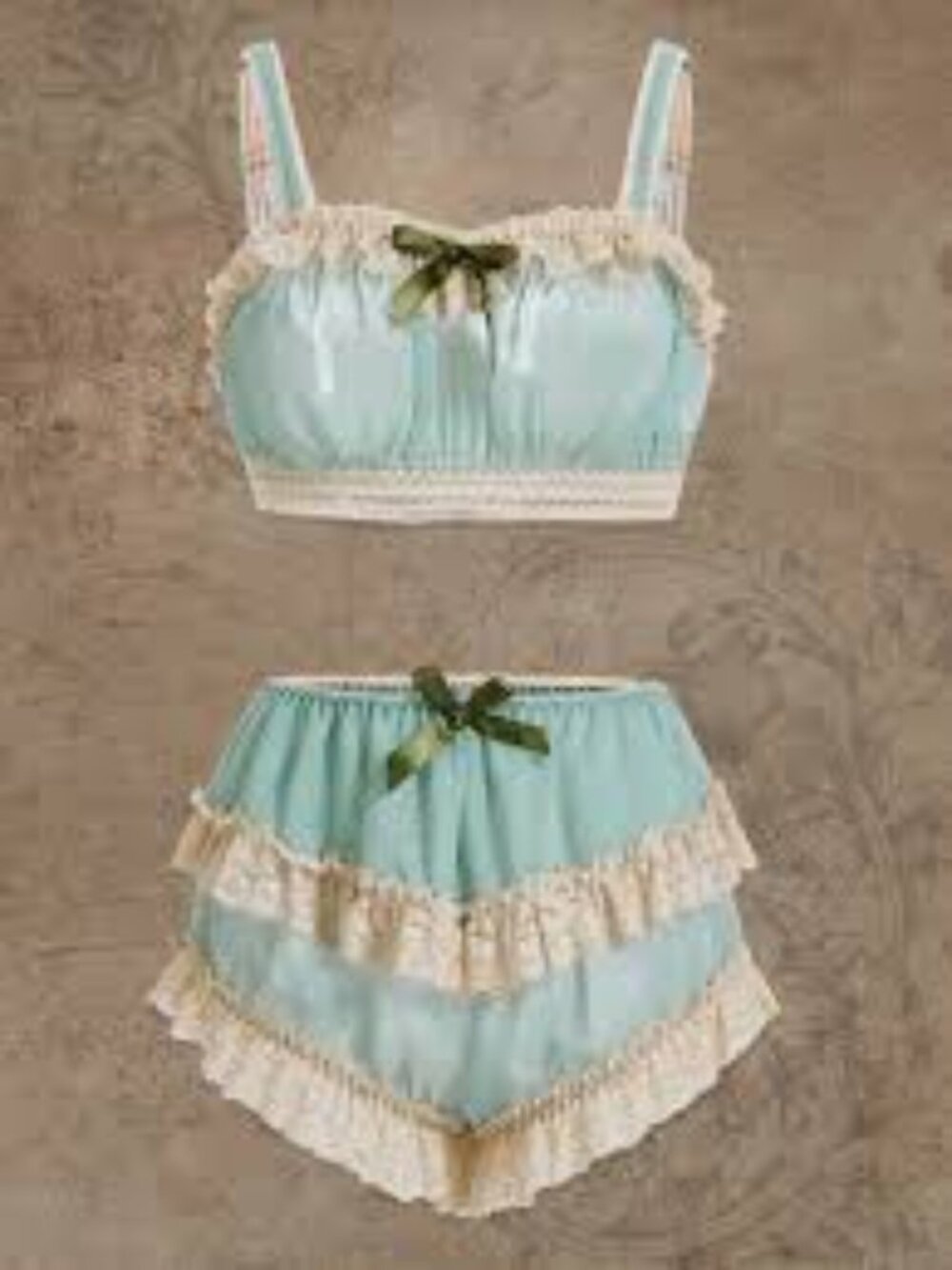 ROMWE Mint Green Lace-Trim Bralette & Brief Set 3 XL NWT
